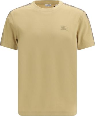 Burberry Mens T-Shirt With Check Trims Flax Cotton T-Shirts And Polos