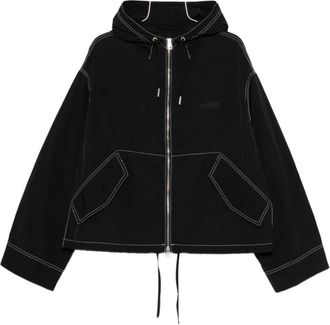 Ami Hooded Jacket met contrasterende stiksels - Heren - Zomerjassen - Zwart - S - Nylon - Jassen