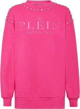 Philipp Plein Oversize Sweatshirt LS Stones - Dames - Sweatshirts - Roze - XS - Katoen - Hoodies & sweatvesten