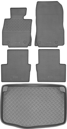 OEM Mazda 2 Iii Hatchback De 2014 (juego) - Alfombrillas De Goma Para Coche + Alfombrilla Para Maletero