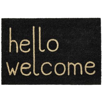 Beliani Beliani - Felpudo Moderno De Interior 40 X 60 Cm Motivo De Texto Revestimiento De Pvc Antideslizante Fibra De Coco Negro Fansipan