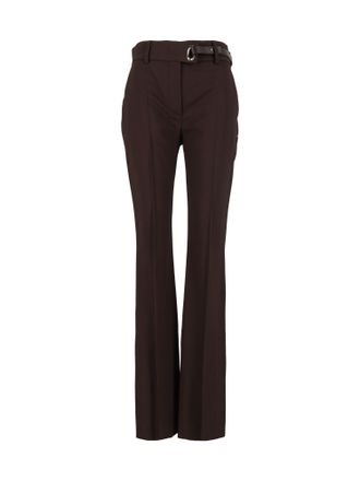 Sportmax Brown Rum Buckle Flared Wide-Leg Pants