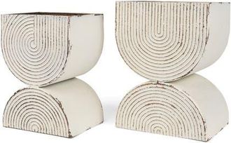 Mercana Medina Set of 2 Tall Metal Planters in White at Nordstrom