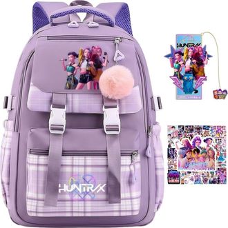 Generic K Pop Demon Hunters School Backpack, Multi-Pocket Nylon Travel Daypack, Demon Hunters Anime College Rucksack Demon Cosplay Backpack for Fans (A)