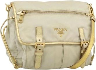 Prada Pre-owned Vintage Nylon Shoulder Bag - Dames - Vintage Schoudertas - Beige - ONE Size - Nylon - Vintage