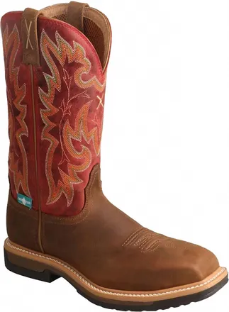 Twisted X Boots Womens Composite Toe Waterproof Western Boot In Distressed Saddle/red