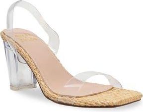 Chase + Chloe by Intouch Footwear Chase Slingback Lucite Block Heel Sandal in Beige Woven at Nordstrom Rack, Size 7.5