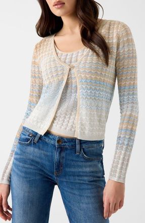 Guess Rosalyn Metallic Pointelle Cardigan in Beige at Nordstrom, Size X-Small
