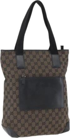 Gucci Pre-owned Vintage Canvas Tote Bag - Dames - Vintage Shopper - Bruin - ONE Size - Vintage