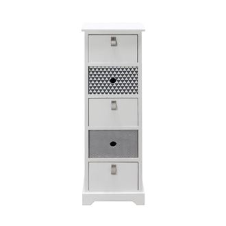 Mobili Rebecca Rebecca Mobili C&oacute;moda Alta Con 5 Cajones En Madera Blanca Entrada Moderna 93x30x25 Cm