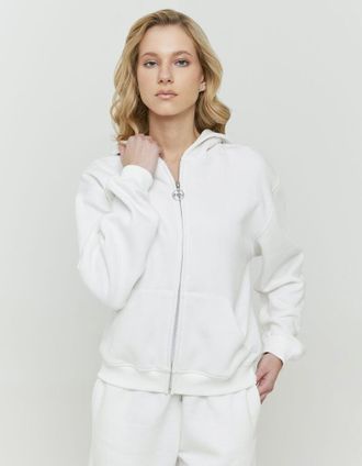 Tally Weijl Kapuzensweatjacke TALLY WEIJL SSWCOSKIMA, Damen, Gr. XS, sanftes wei&szlig;, Sweatware, Obermaterial: 65% Baumwolle, 35% Polyester, unifarben, normal, Rundh