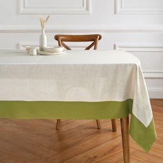 Solino Home Linen Tablecloth for Dining Table, Holiday and Everyday Dining Table Decor - Contempo in Avocado And Natural at Nordstrom, Size X-Small