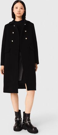 Maje Long Wool Blend Coat - Black - Maje