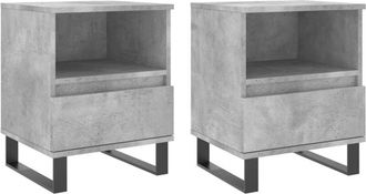 vidaXL Vidaxl - Mesitas noche 2 uds madera ingeniería gris hormigón 40x35x50 cm