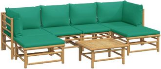vidaXL Vidaxl - Set De Muebles De Jard&iacute;n 7 Piezas Bamb&uacute; Con Cojines Verde