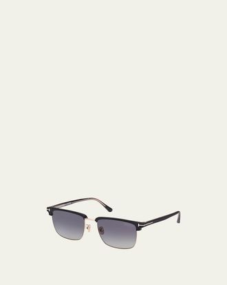 Tom Ford Mens FT0997-Hudson Half-Rim Square Sunglasses
