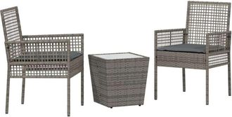 vidaXL Juego Bistro De Jard&iacute;n 3 Pcs Gris Polirat&aacute;n Vidaxl