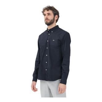 Lacoste Regular Fit Premium Katoenen Shirt - Heren - Casual Overhemden - Blauw - M - Katoen - Overhemden