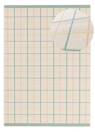 Atticgo Alfombra exterior a cuadros beige/azul/rosa 120x170 cm