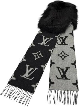 Louis Vuitton Pre-owned Reykjavik Cashmere Fox Fur Scarf - Dames - Vintage Accessoires - Zwart - ONE Size - Kasjmier - Vintage