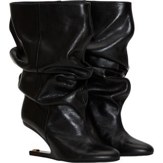 Balmain No Wedge textured leather ankle boots in Black at Nordstrom, Size 39