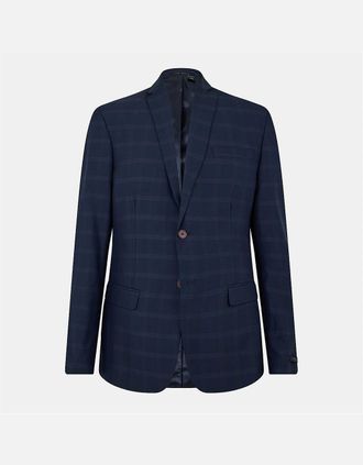 Ted Baker Mens Rust Plaid Flap Pocket Suit Jacket - Navy - Size: 42 52