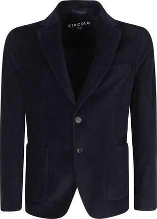 Circolo 1901 Navy Corduroy Single-Breasted Cotton-Blend Blazer
