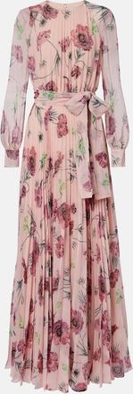 Erdem Floral pleated voile gown