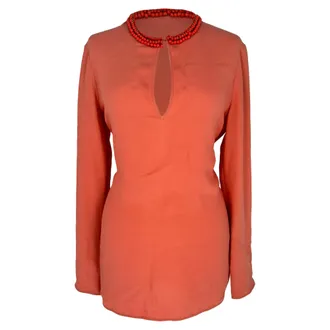 Gucci Gucci blouse met kralen in de halslijn van koraalkleurige zijde