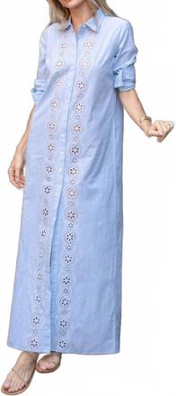Sail to Sable Maxi Shirt Dress In Blue/ White