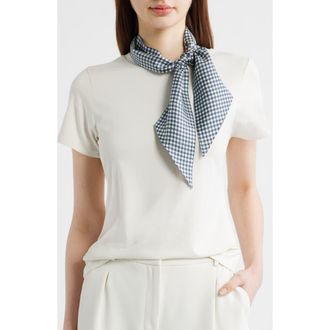 Vince Gingham Ribbon Silk Scarf in Coastal Blue at Nordstrom