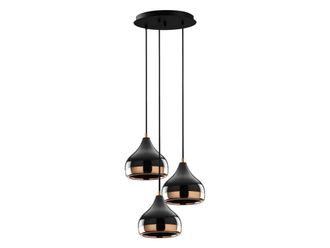 VENTE-UNIQUE.COM L&aacute;mpara de suspensi&oacute;n de metal negro y cobre con base esf&eacute;rica D37 cm