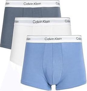 Calvin Klein Underwear Icon Cotton Stretch Trunks 3-Pack Mens Underwear White/Blue Tulip/Turbulence : 2XL, Cotton/Elastane