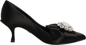 Dolce & Gabbana Black Satin Bow Crystal Embellishment Pumps Womens Shoes