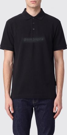 Palm Angels Polo in cotone con colletto a costine e logo a contrasto