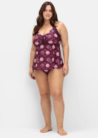 Sheego Tankini-Top SHEEGO BY JOE BROWNS, Damen, Gr. 40, Cup C, lila (beere, gemustert), Elasthan, Polyamid, Bikini-Oberteile Tankini-Top