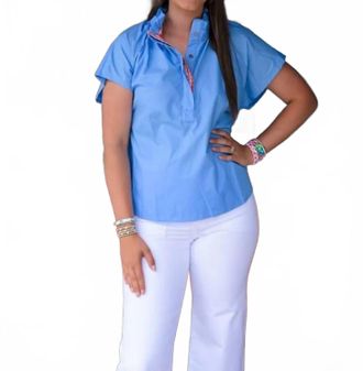 Entro Sweetheart Popover Top In Blue