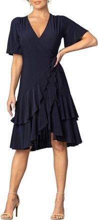 Kiyonna Miranda Midi Wrap Dress in Nouveau Navy at Nordstrom, Size X-Large