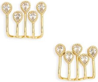 Nordstrom Rack Cubic Zirconia Teardrop Ear Jackets in Clear- Gold at Nordstrom Rack