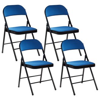 Beliani Conjunto De 4 Sillas Plegables Estructura De Metal Negro Asiento Y Respaldo Acolchados Azul Sparks