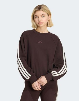 adidas adidas kit - Felpa con 3 strisce caff&egrave; aurora/bianco sporco-Marrone