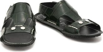 Joseph Dark Green Crocodile Print Slingback Sandals Size 35