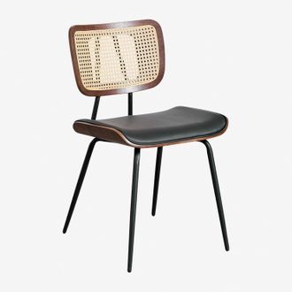 Sklum Sklum - Pack De 2 Sillas De Comedor En Madera, Rat&aacute;n Y Polipiel Raysa