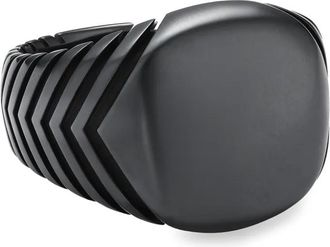 David Yurman Anello a sigillo con motivo chevron - Nero