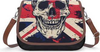 Generic Skull with British Flag Crossbody Bags for Women Fashion Leather Shoulder Handbags With Adjustable Strap