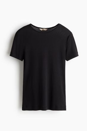 H&M T-Shirt aus Pima-Baumwolle - Schwarz