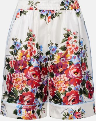 Dolce & Gabbana Floral silk twill Bermuda shorts