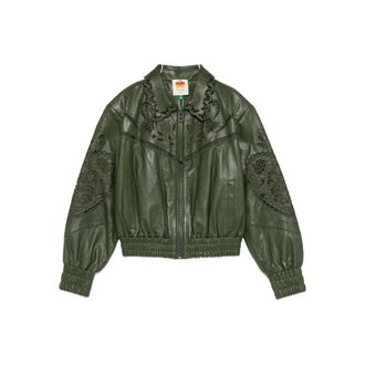 Farm Rio Leather Outerwears Verde-Donna
