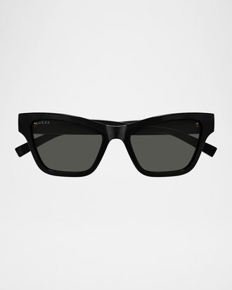 Gucci Lines 53mm Acetate Cat-Eye Sunglasses