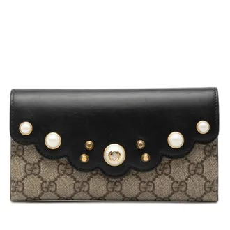 Gucci Pre-owned Gucci GG Supreme Pearl Studded Peony Long Wallet Ladies 0SUNO1F9HV5LO96U